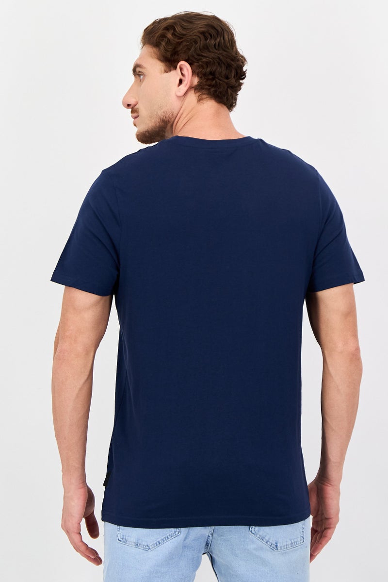 Bench Men Crew Neck Short Sleeve Brand Logo T-Shirt, Navy - Image 3